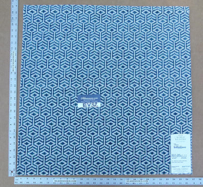 4 EV32 Square 26 x 26 inches Scalamandre Old World Weavers Axial Peacock Chenille Jacquard Blue White MSRP USD246/y