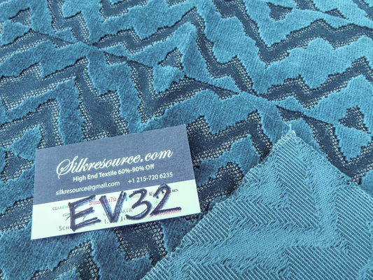 59 EV32 Square 26 x 26 inches Scalamandre Echo Velvet Peacock Blue Deep Blue Geometric MSRP USD 316/y