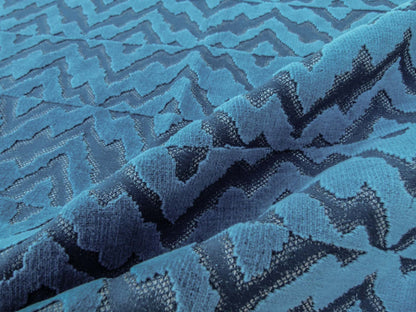 59 EV32 Square 26 x 26 inches Scalamandre Echo Velvet Peacock Blue Deep Blue Geometric MSRP USD 316/y