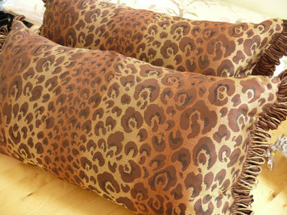 Stunning! 100% Silk Cheetah Tiger Jarquard Brown Gold Red Bty Msrp Usd200+/Y