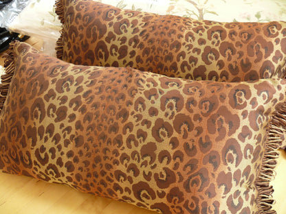 Stunning! 100% Silk Cheetah Tiger Jarquard Brown Gold Red Bty Msrp Usd200+/Y