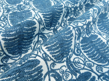 8 EV32 Square 26 x 26 inches Scalamandre Grey Watkins Veneto Pine Blue Jacquard Botanical Foliage Chenille Jacquard  MSRP USD590+/y