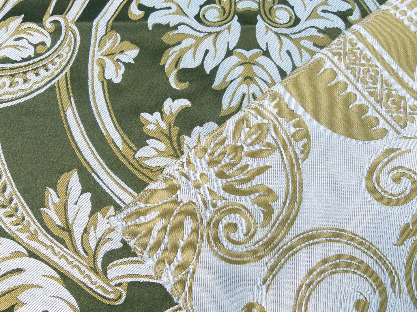 9 EV32 Square 26 x 26 inches Scalamandre Emma's Urns Silk Lampas Green Historic