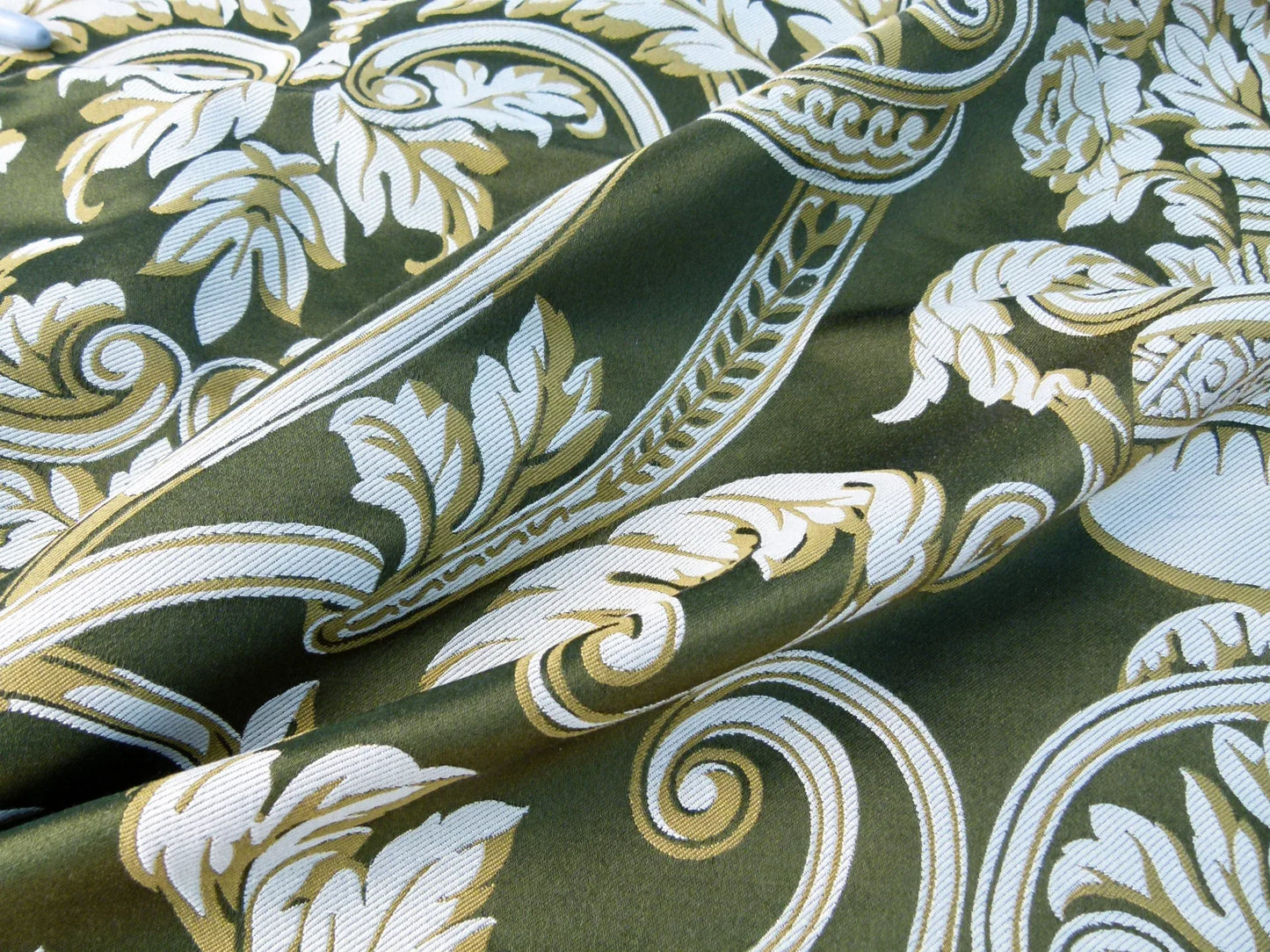 9 EV32 Square 26 x 26 inches Scalamandre Emma's Urns Silk Lampas Green Historic