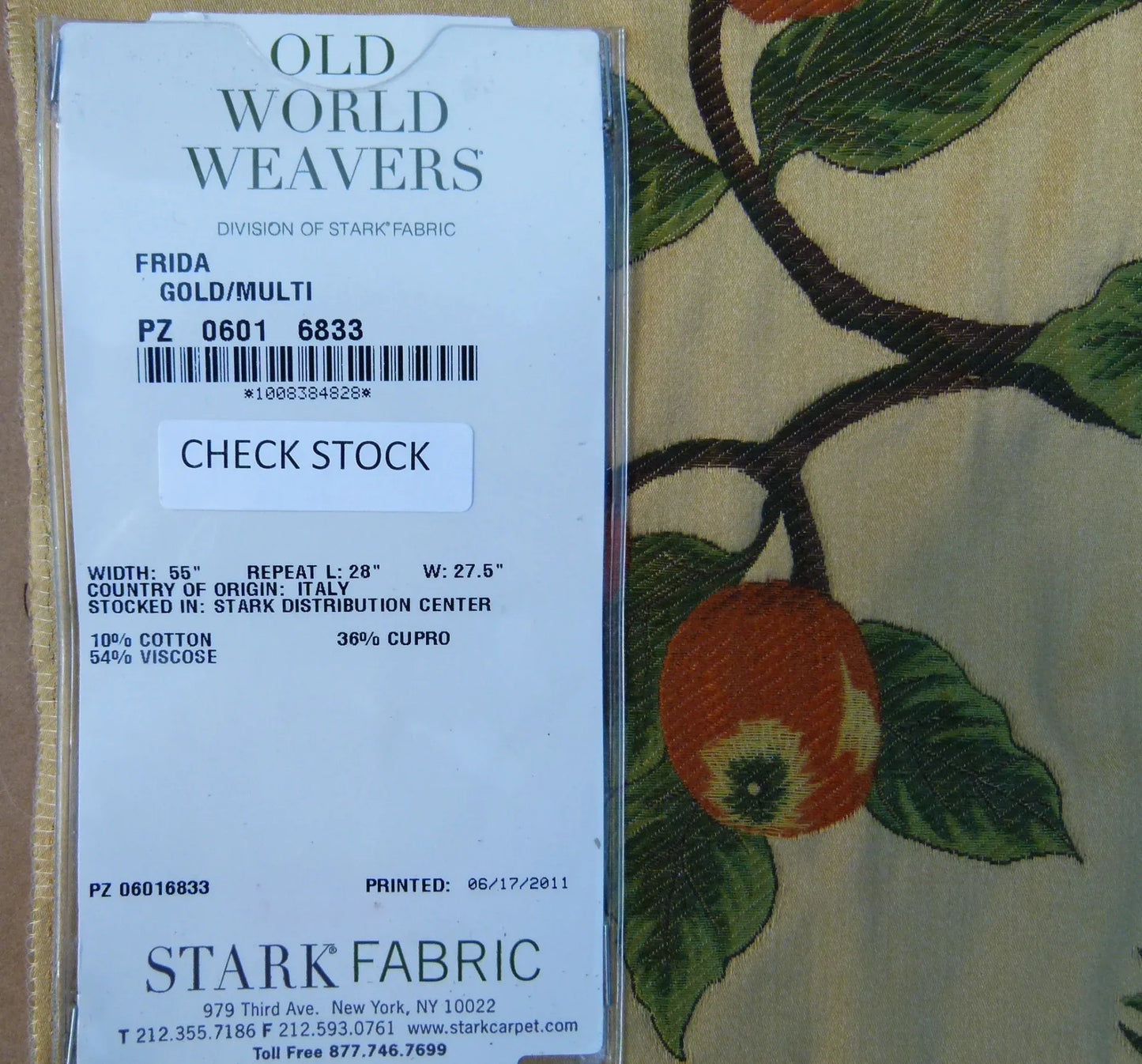 10 EV32 Square 24 x 27 inches Scalamandre Old World Weavers Frida Gold/Multi Woven Foliage Yellow MSRP 546/y