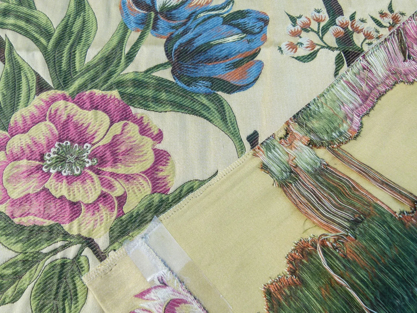 10 EV32 Square 24 x 27 inches Scalamandre Old World Weavers Frida Gold/Multi Woven Foliage Yellow MSRP 546/y