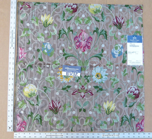 11 EV32 Square 25 x 25 inches Scalamandre Tassinari &amp; Chatel Paiva Taupe Fonce  MSRP 2002/y