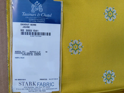 12 EV32 Square 25 x 26 inches Scalamandre Tassinari &amp; Chatel Davout Seme Jaune Yellow Silk MSRP USD 2222/y