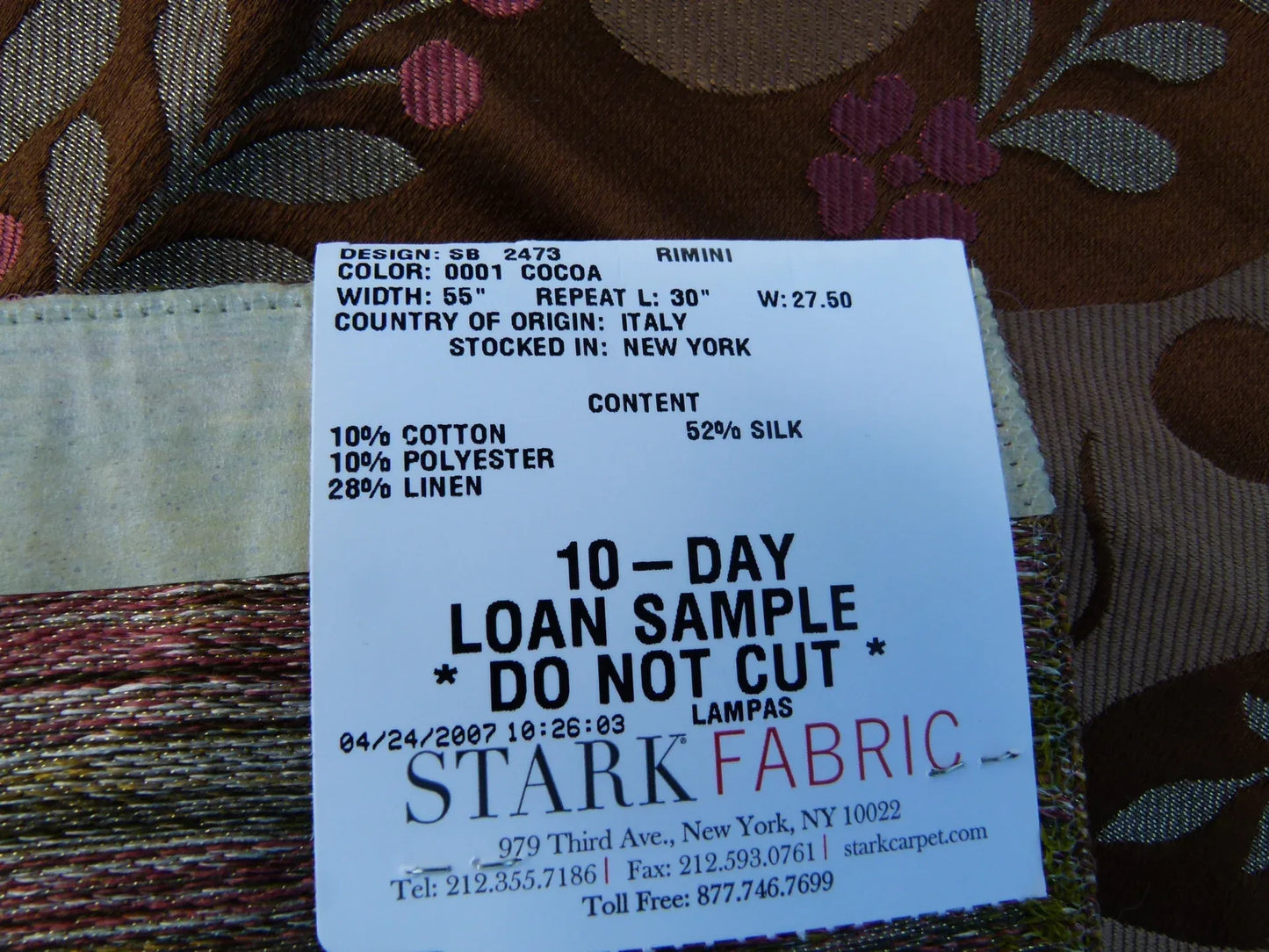 13 EV32 Square 18 x 27 inches Scalamandre Old World Weavers Rimini Cocoa Brown Floral Historic MSRP USD 1676/y