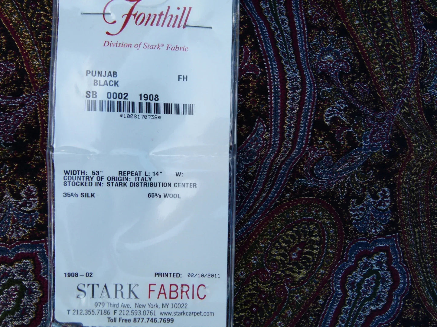 15 EV32 Square 33 x 26 inches Scalamandre Old World Weavers Punjab Black Wool Silk Paisley MSRP USD 876/y