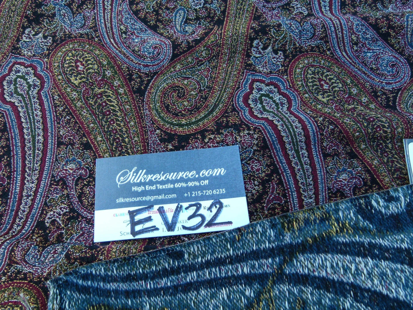 15 EV32 Square 33 x 26 inches Scalamandre Old World Weavers Punjab Black Wool Silk Paisley MSRP USD 876/y
