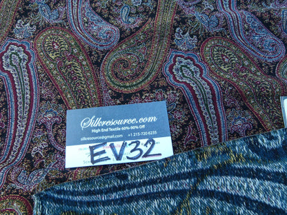 15 EV32 Square 33 x 26 inches Scalamandre Old World Weavers Punjab Black Wool Silk Paisley MSRP USD 876/y