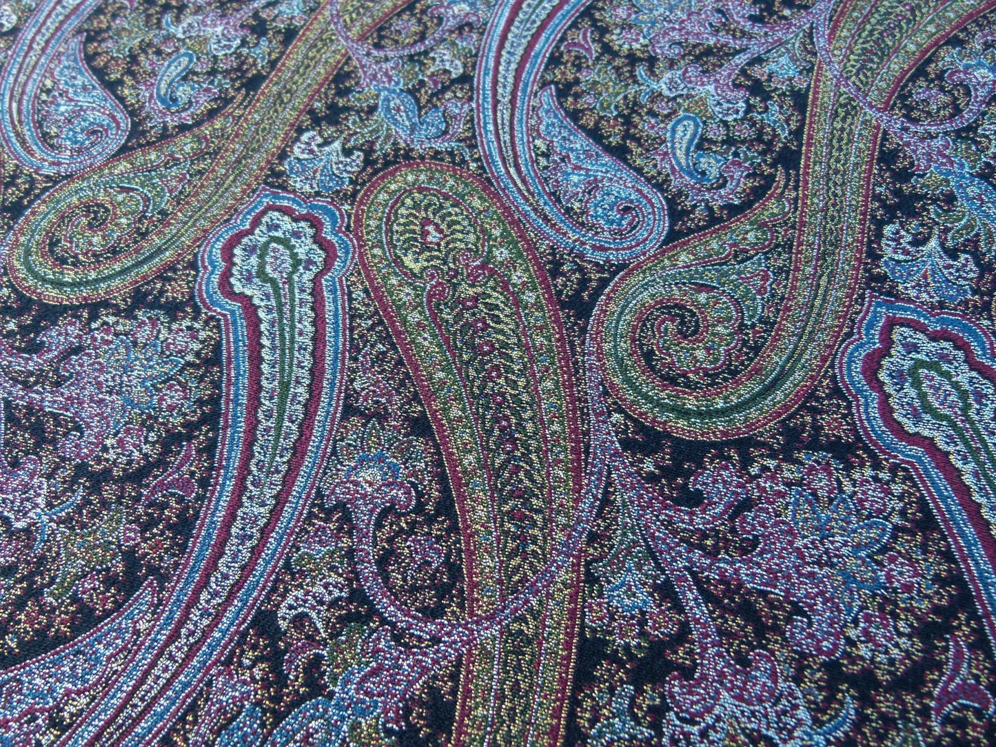 15 EV32 Square 33 x 26 inches Scalamandre Old World Weavers Punjab Black Wool Silk Paisley MSRP USD 876/y