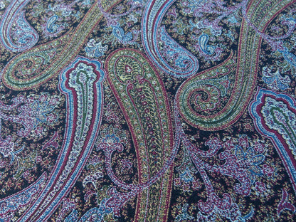 15 EV32 Square 33 x 26 inches Scalamandre Old World Weavers Punjab Black Wool Silk Paisley MSRP USD 876/y