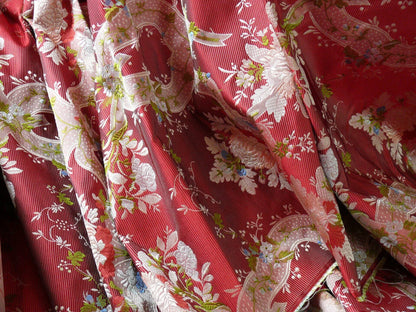 100%silk Lampas Basilica Crimson Red French Court Lace Marie Antoinette By Yard