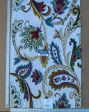 18 EV32 Square Scalamandre Old World Weavers Mitra Teal/Plum/Brick on White Crewel MSRP USD 500+/y