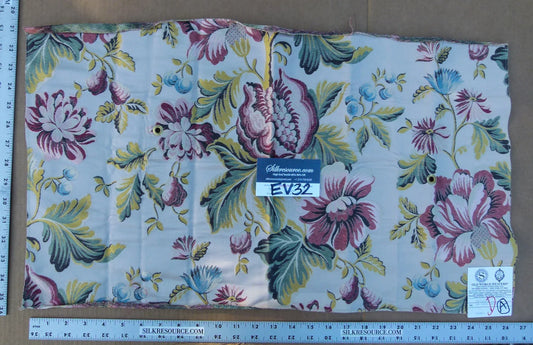 20 EV32 Square 16 x 27 inches Scalamandre Seicento Peony Silk Floral Red Green Yellow MSRP USD 1406/y