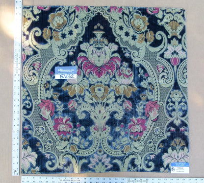 21 EV32 Square 27 x 27 inches Scalamandre Old World Weavers Tosca Blue Silk Cut Velvet MSRP USD956/y