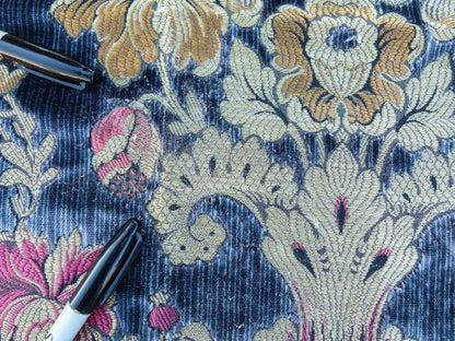 21 EV32 Square 27 x 27 inches Scalamandre Old World Weavers Tosca Blue Silk Cut Velvet MSRP USD956/y