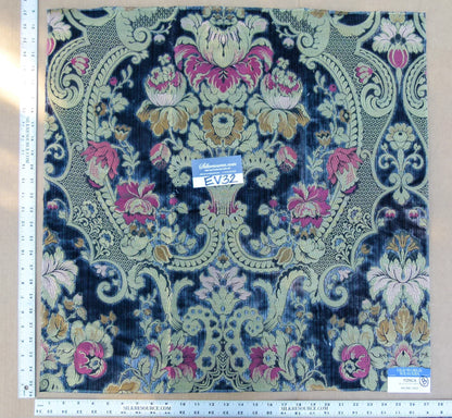 22 EV32 Square 27 x 27 inches Scalamandre Old World Weavers Tosca Blue Silk Cut Velvet MSRP USD956/y