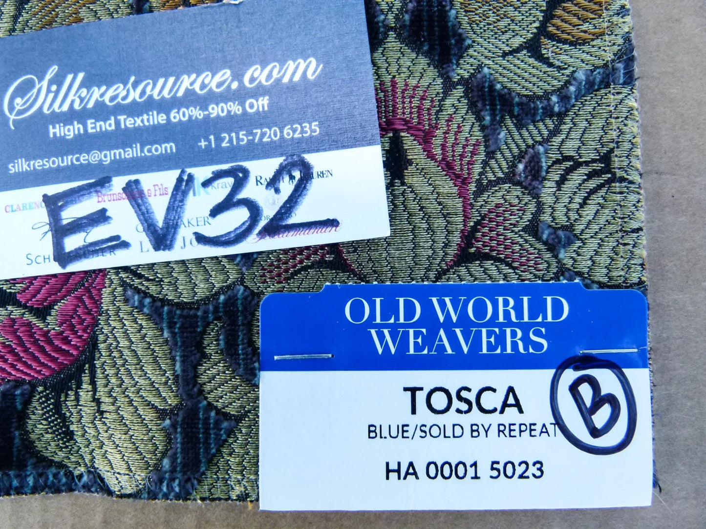 22 EV32 Square 27 x 27 inches Scalamandre Old World Weavers Tosca Blue Silk Cut Velvet MSRP USD956/y
