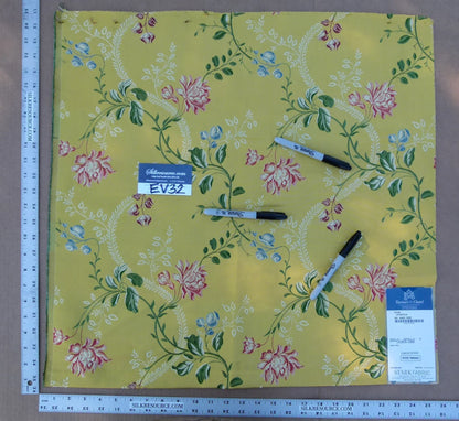 23 EV32 Square 25 x 25 inches Scalamandre Tassinari &amp; Chatel Diane Jonquille Silk Yellow Floral MSRP USD 1000/yard