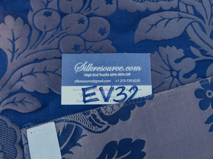 24 EV32 Square 24 x 25 inches Scalamandre Lelievre Paris Valencay - Le Nuit Silk Damask Blue Floral