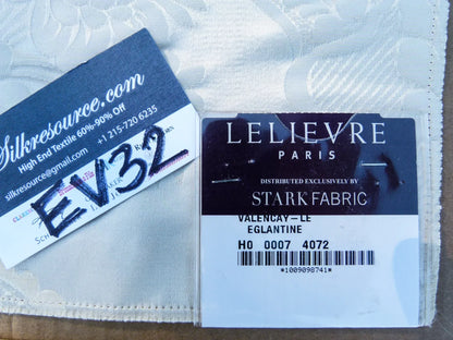25 EV32 Square 26 x 24 inches Scalamandre Lelievre Paris Valencay - Le Eglantine White Silk Damask Floral