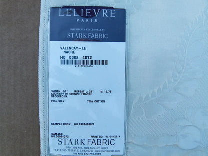 26 EV32 Square 25 x 24 inches Scalamandre Lelievre Paris Valencay - Le Eglantine White Silk Damask Floral