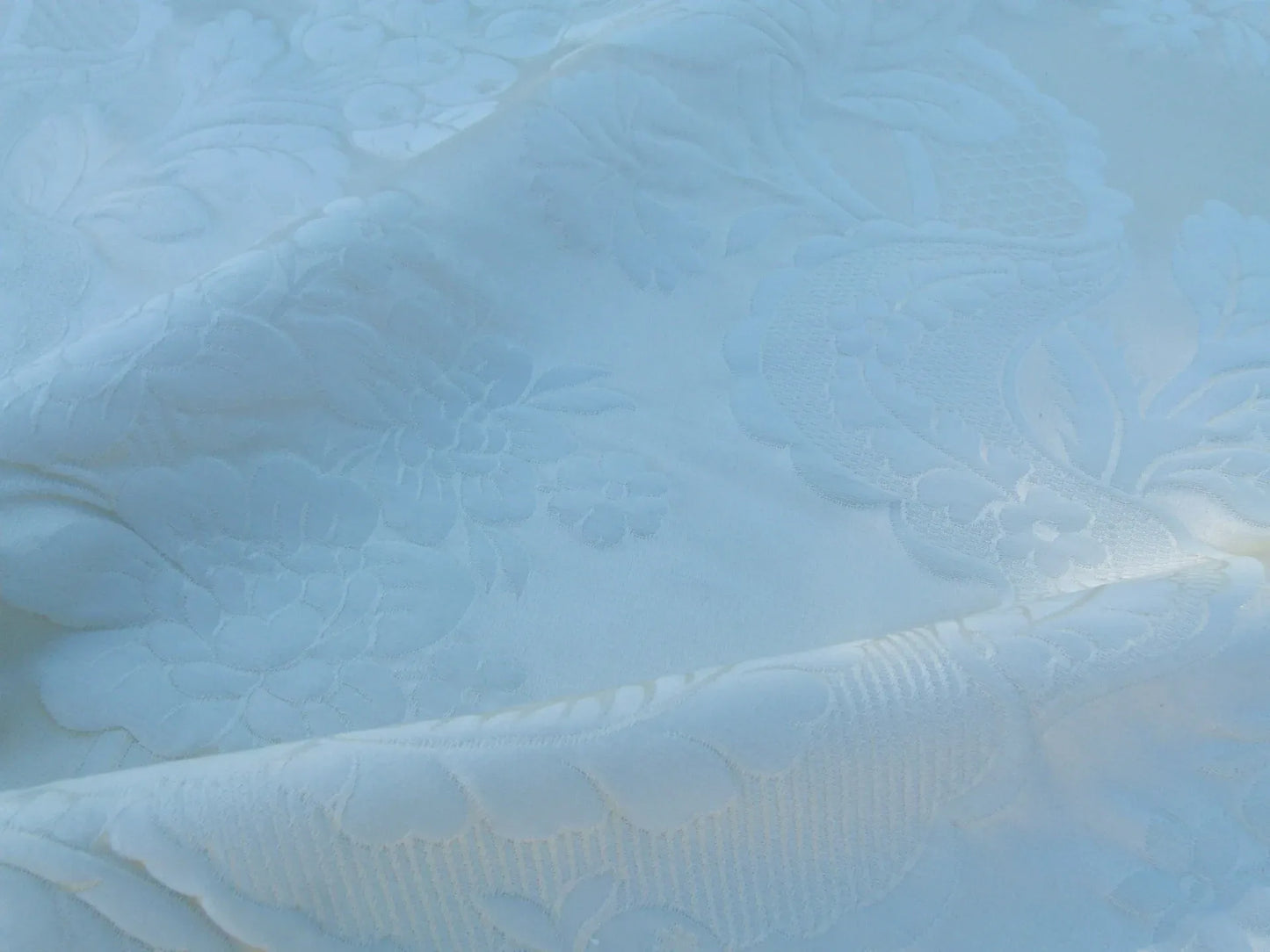 26 EV32 Square 25 x 24 inches Scalamandre Lelievre Paris Valencay - Le Eglantine White Silk Damask Floral