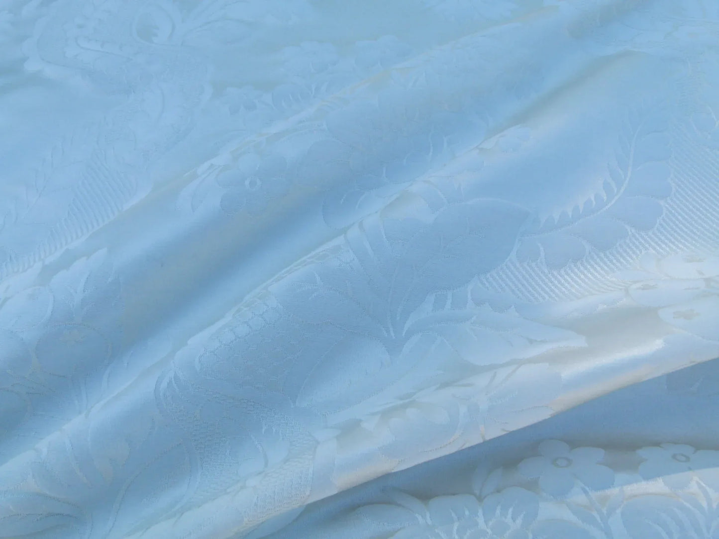 27 EV32 Square 25 x 25 inches Scalamandre Lelievre Paris Valencay - Le Eglantine White Silk Damask Floral