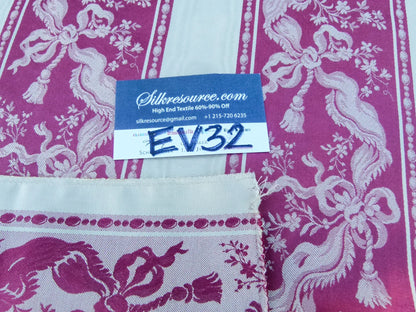 28 EV32 Square 25 x 24 inches Scalamandre Tassinari &amp; Chatel Les Rubans Rouge Stripe Pink White