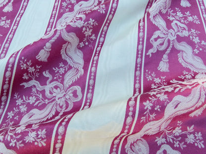 28 EV32 Square 25 x 24 inches Scalamandre Tassinari &amp; Chatel Les Rubans Rouge Stripe Pink White