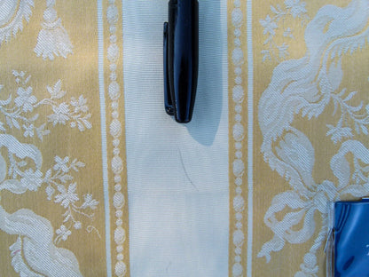 29 EV32 Square 25 x 24 inches Scalamandre Tassinari &amp; Chatel Les Rubans Or Stripe Yellow White