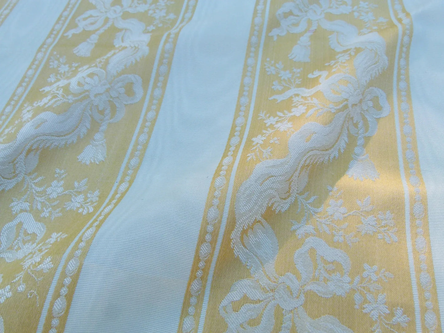 29 EV32 Square 25 x 24 inches Scalamandre Tassinari &amp; Chatel Les Rubans Or Stripe Yellow White