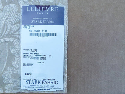 34 EV32 Square 23 x 25 inches Scalamandre Lelievre Coppelia Sable Beige Large Jacquard
