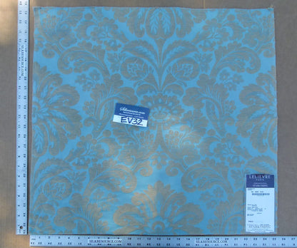 36 EV32 Square 25 x 23 inches Scalamandre Lelievre Coppelia Capri Blue Brown Large Jacquard
