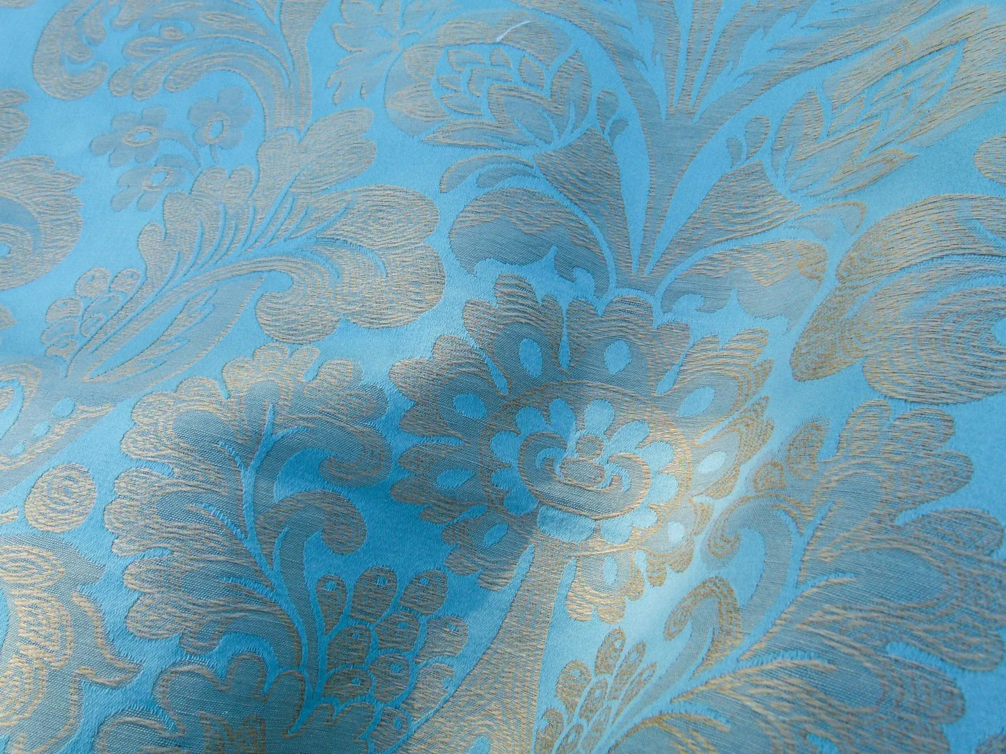 36 EV32 Square 25 x 23 inches Scalamandre Lelievre Coppelia Capri Blue Brown Large Jacquard