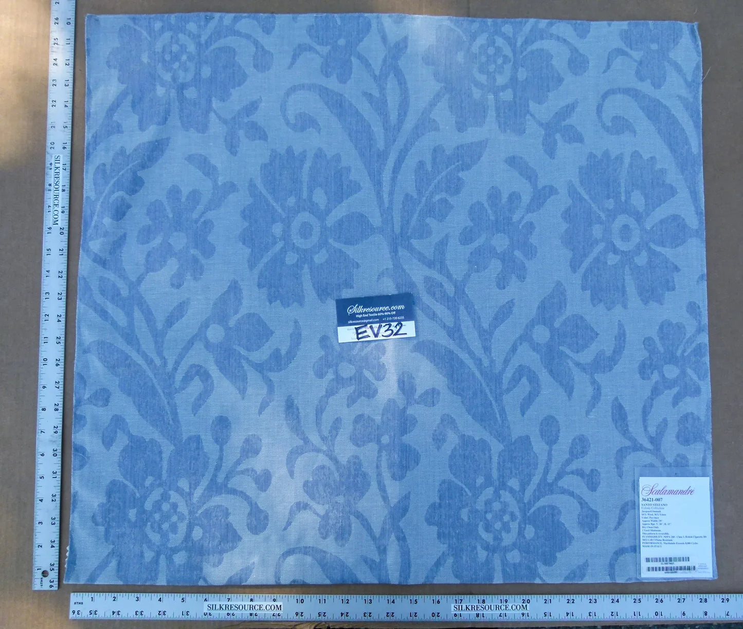 37 EV32 Square 36 x 25 inches Scalamandre Santo Stefano Jacquard Floral Blue MSRP USD 358/y