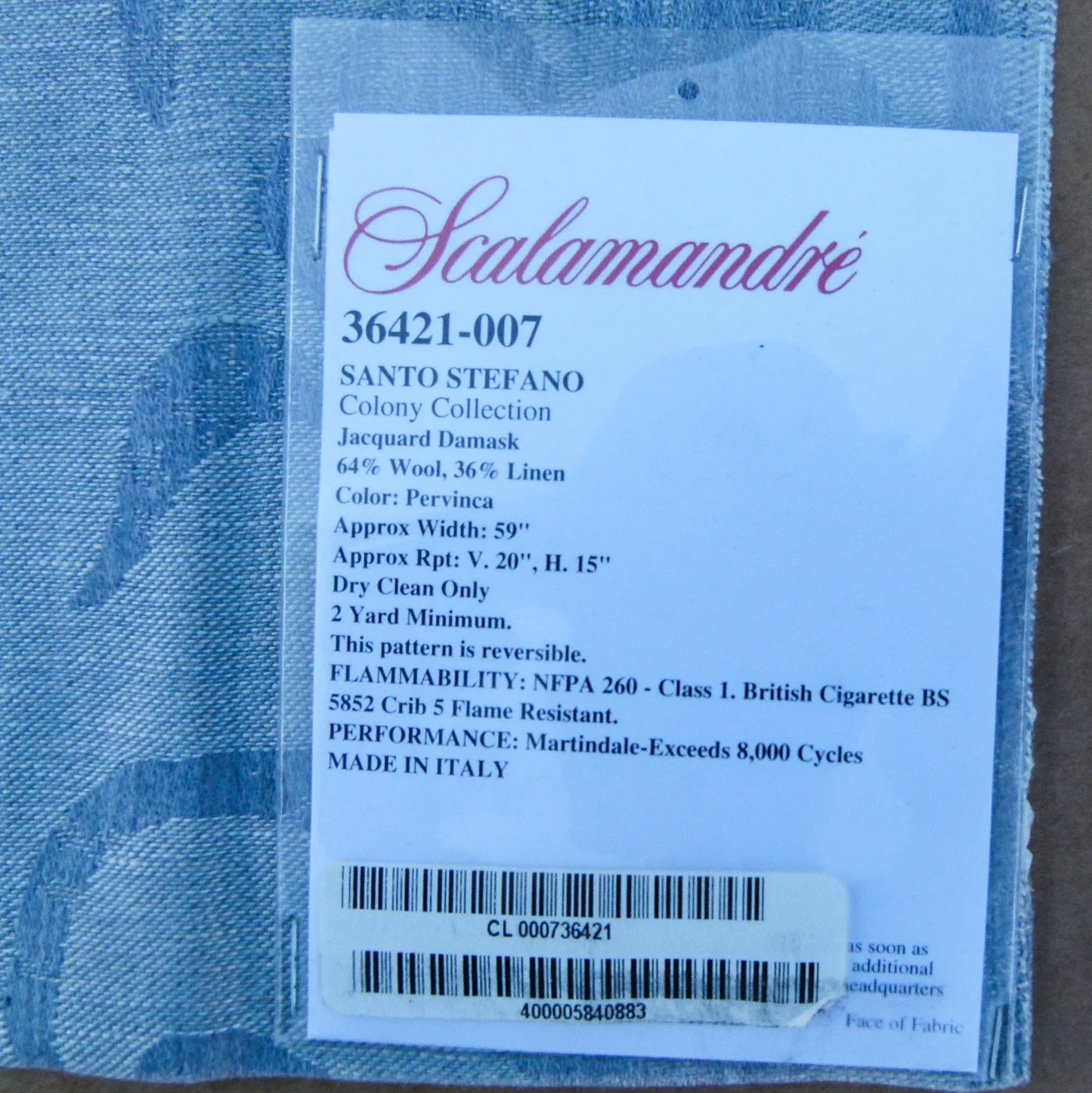 37 EV32 Square 36 x 25 inches Scalamandre Santo Stefano Jacquard Floral Blue MSRP USD 358/y