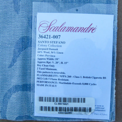 37 EV32 Square 36 x 25 inches Scalamandre Santo Stefano Jacquard Floral Blue MSRP USD 358/y
