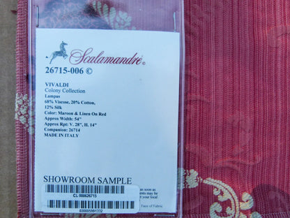 38 EV32 Square 34 x 23 inches Scalamandre Vivaldi Maroon &amp; Linen On Red Lampas MSRP USD 578/y