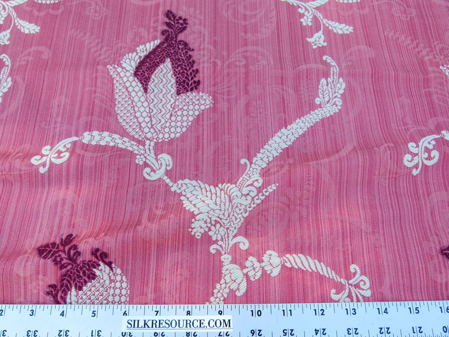 38 EV32 Square 34 x 23 inches Scalamandre Vivaldi Maroon &amp; Linen On Red Lampas MSRP USD 578/y