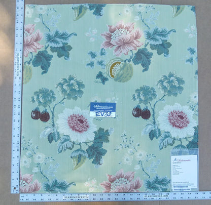 39 EV32 Square 26 x 24 inches Scalamandre Perrault Sauge Silk lampas Green Fruits Foliage MSRP USD 670/y