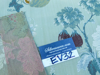 39 EV32 Square 26 x 24 inches Scalamandre Perrault Sauge Silk lampas Green Fruits Foliage MSRP USD 670/y