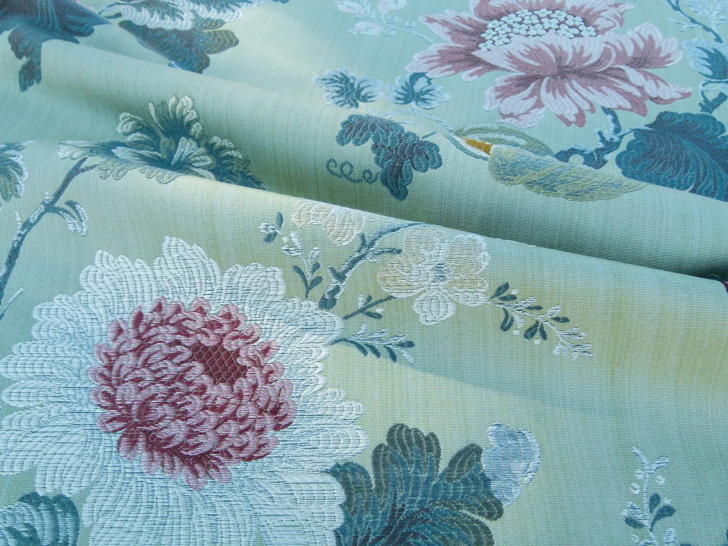 39 EV32 Square 26 x 24 inches Scalamandre Perrault Sauge Silk lampas Green Fruits Foliage MSRP USD 670/y