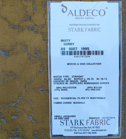 40 EV32 Square 27 x 27 inches Scalamandre Aldeco Misty Curry Small Jacquard Brown MSRP USD 344/y