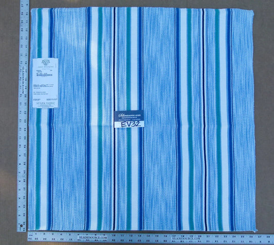 41 EV32 Square 26 x 26 inches Scalamandre Grey Watkins Bandos Marine Cotton Blue Stripe MSRP USD 182/y