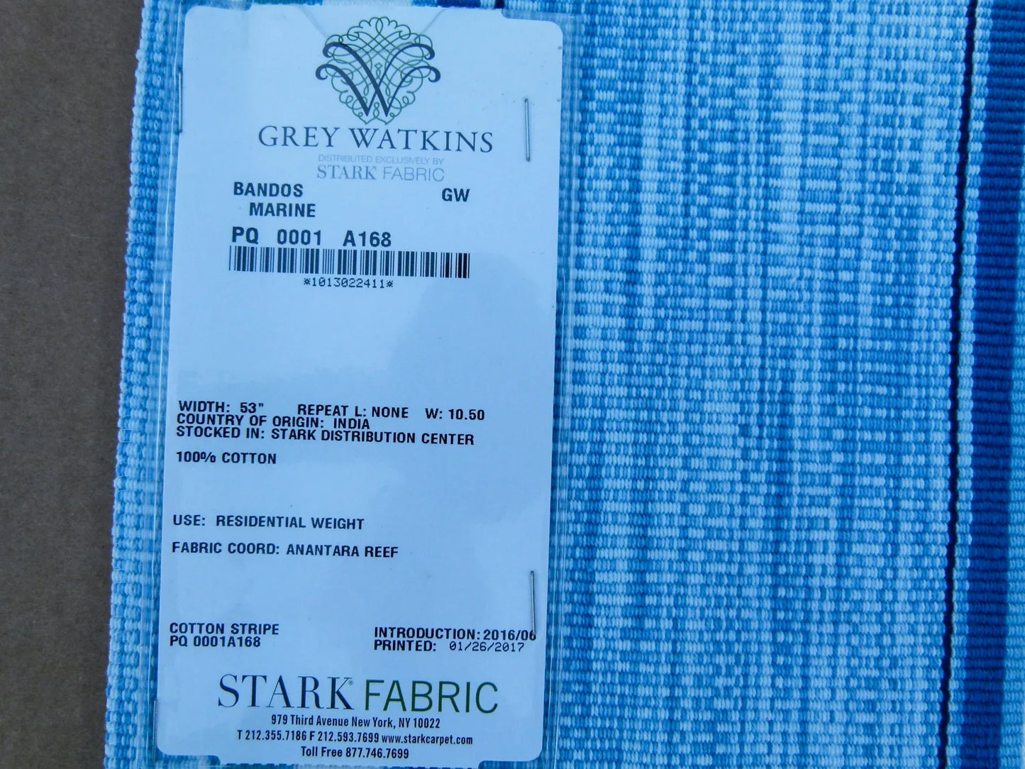 41 EV32 Square 26 x 26 inches Scalamandre Grey Watkins Bandos Marine Cotton Blue Stripe MSRP USD 182/y