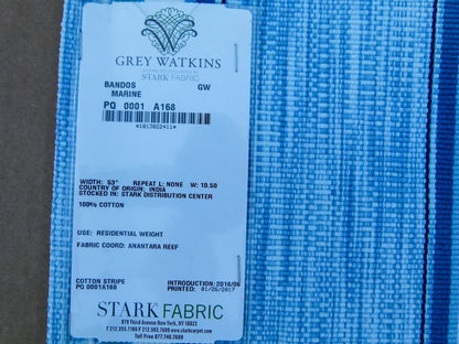 41 EV32 Square 26 x 26 inches Scalamandre Grey Watkins Bandos Marine Cotton Blue Stripe MSRP USD 182/y